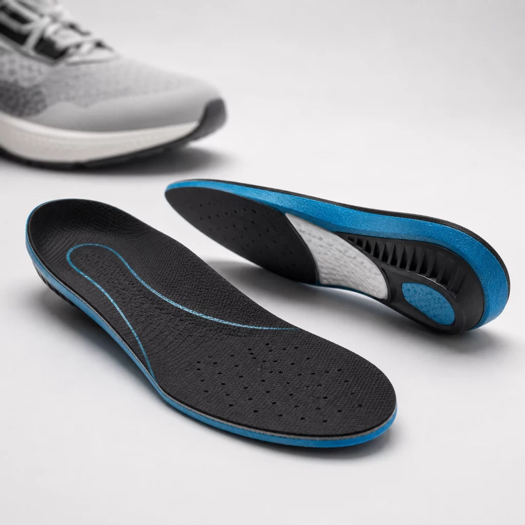 Palmilhas esportivas com espuma PU e estrutura técnica para conforto e absorção de impacto em calçados